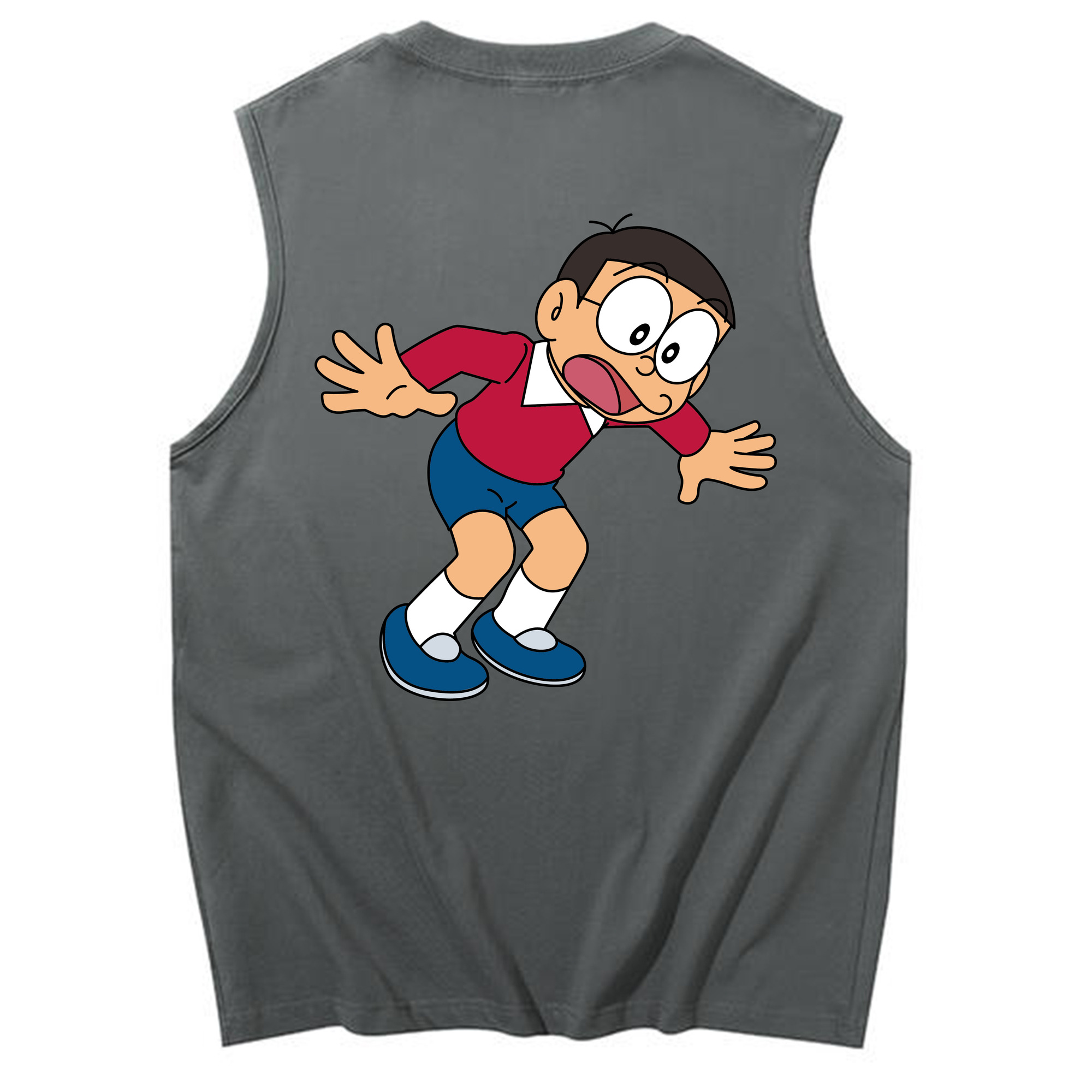 （画像用） ドラえもん 野比 のび太 Doraemon Nobita Nobi コットン100％タンクトップ（背面プリント）